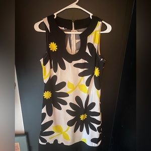 London Times Dress Black & Yellow Floral Sz 8 Vintage Y2K